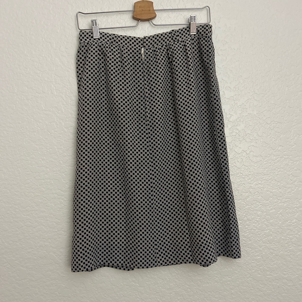 1970s Vintage Celine Paris Silk Blouse and Skirt Set Black Cream Geometric. - Picture 2 of 7